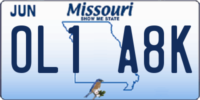MO license plate OL1A8K
