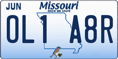 MO license plate OL1A8R