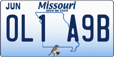 MO license plate OL1A9B