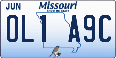MO license plate OL1A9C