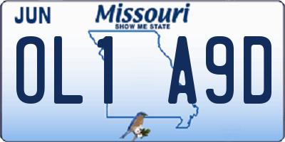 MO license plate OL1A9D