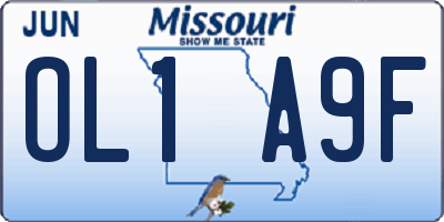 MO license plate OL1A9F