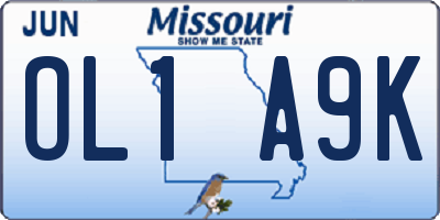 MO license plate OL1A9K