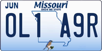 MO license plate OL1A9R