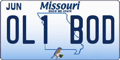 MO license plate OL1B0D