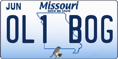 MO license plate OL1B0G