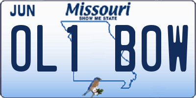 MO license plate OL1B0W