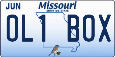 MO license plate OL1B0X