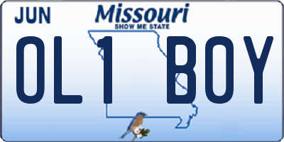 MO license plate OL1B0Y