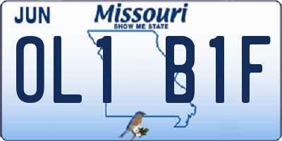 MO license plate OL1B1F