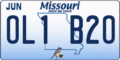 MO license plate OL1B2O