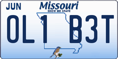 MO license plate OL1B3T