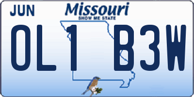 MO license plate OL1B3W