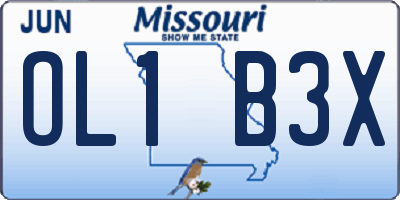 MO license plate OL1B3X