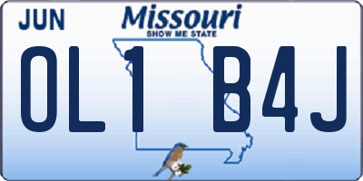 MO license plate OL1B4J