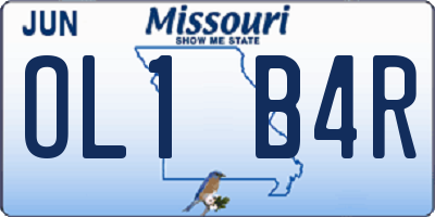 MO license plate OL1B4R