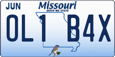 MO license plate OL1B4X