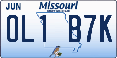 MO license plate OL1B7K