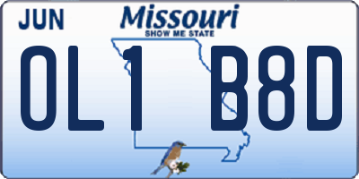 MO license plate OL1B8D