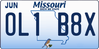 MO license plate OL1B8X