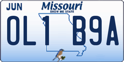 MO license plate OL1B9A