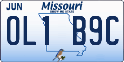 MO license plate OL1B9C