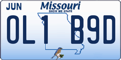 MO license plate OL1B9D