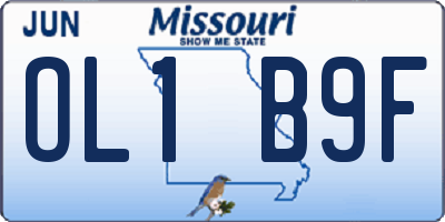 MO license plate OL1B9F