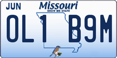 MO license plate OL1B9M