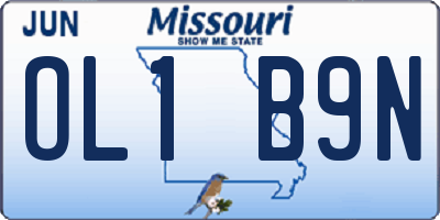 MO license plate OL1B9N