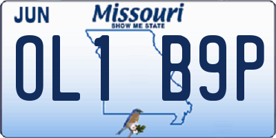 MO license plate OL1B9P