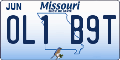 MO license plate OL1B9T