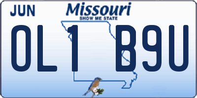 MO license plate OL1B9U