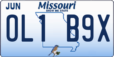 MO license plate OL1B9X
