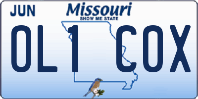 MO license plate OL1C0X