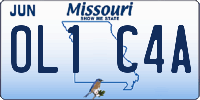 MO license plate OL1C4A