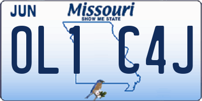 MO license plate OL1C4J