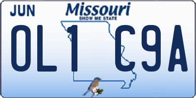 MO license plate OL1C9A