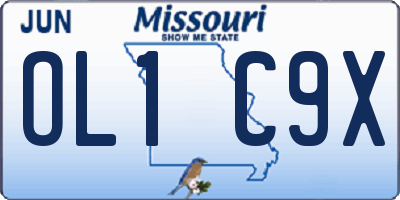 MO license plate OL1C9X