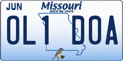 MO license plate OL1D0A