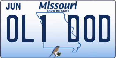 MO license plate OL1D0D