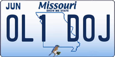 MO license plate OL1D0J