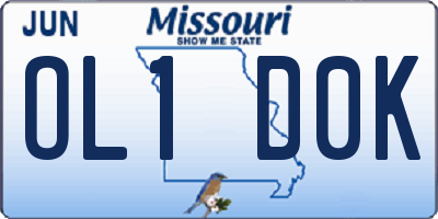 MO license plate OL1D0K