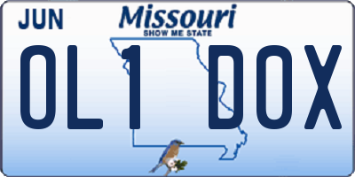 MO license plate OL1D0X