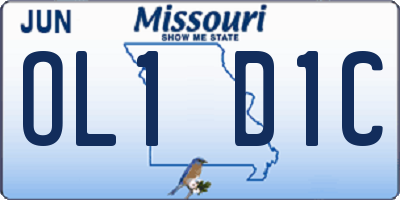 MO license plate OL1D1C