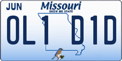 MO license plate OL1D1D