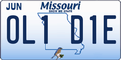 MO license plate OL1D1E