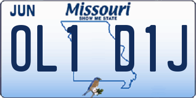 MO license plate OL1D1J