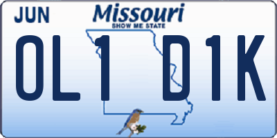 MO license plate OL1D1K