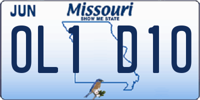 MO license plate OL1D1O
